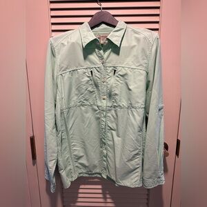 Exofficio Seafoam Green Vented Long Sleeve Fishing Hiking Nylon Shirt Size XL